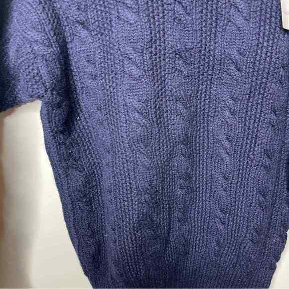 Vintage Ralph Lauren blue label 100% lamb wool chunky knit navy sweater sz M - Picture 7 of 8